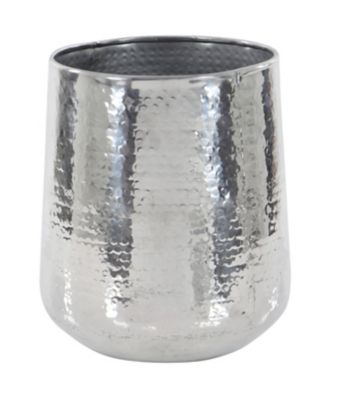 Image showing  Silver Aluminum Indoor Outdoor Planter with Hammered Design Set of 3 21", 16", 13"H