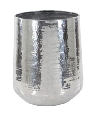 Image showing  Silver Aluminum Indoor Outdoor Planter with Hammered Design Set of 3 21", 16", 13"H