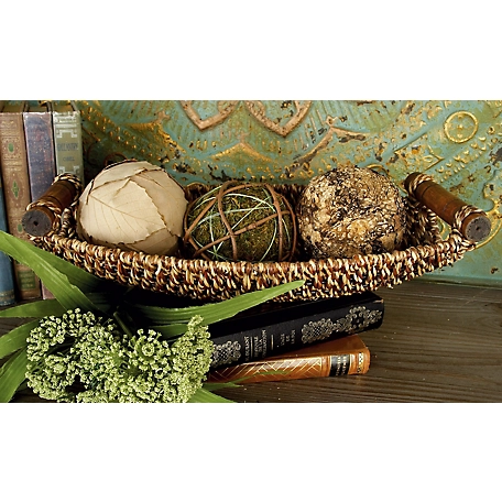 Harper & Willow Oval Seagrass and Metal Baskets with Handles, 3 pc.