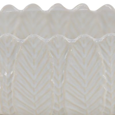 Image showing 1 th Harper & Willow Stoneware Modern Leaf Planter Set, 10 in., 12 in., 16 in., 3-Pack