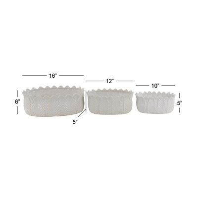 Image showing 2 th Harper & Willow Stoneware Modern Leaf Planter Set, 10 in., 12 in., 16 in., 3-Pack