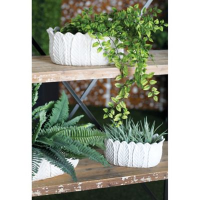 Image showing 3 th Harper & Willow Stoneware Modern Leaf Planter Set, 10 in., 12 in., 16 in., 3-Pack