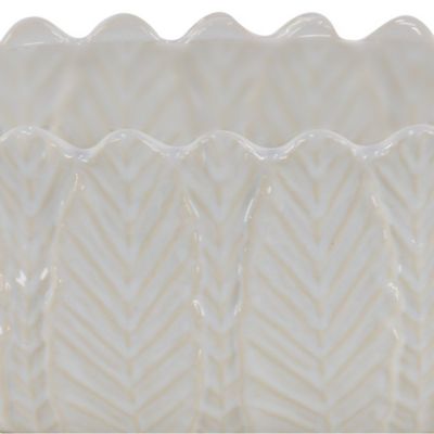 Image showing 4 th Harper & Willow Stoneware Modern Leaf Planter Set, 10 in., 12 in., 16 in., 3-Pack