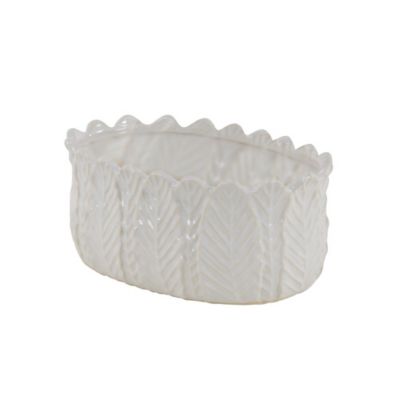 Image showing 7 th Harper & Willow Stoneware Modern Leaf Planter Set, 10 in., 12 in., 16 in., 3-Pack