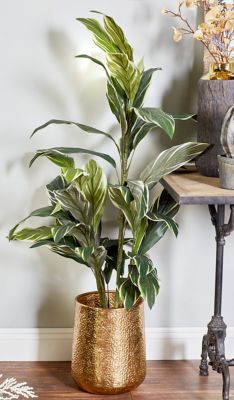 Harper & Willow Gold Aluminum Indoor Outdoor Planter with Hammered Design Set of 3 20 in., 15 in., 13 in.H