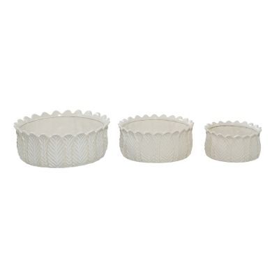 Image showing  Stoneware Modern Leaf Planter Set, 10 in., 12 in., 17 in., 3 pk.