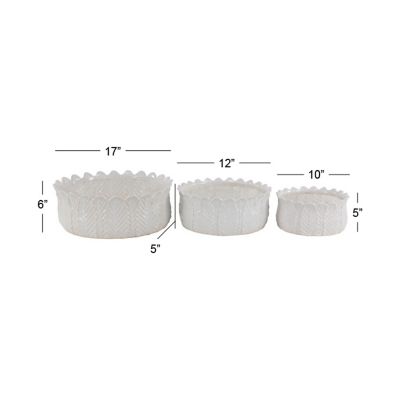 Image showing  Stoneware Modern Leaf Planter Set, 10 in., 12 in., 17 in., 3 pk.