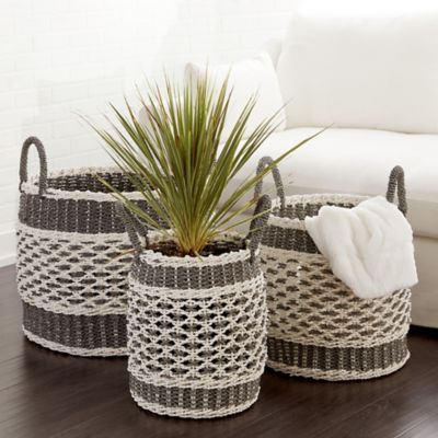 Harper & Willow Large Round Lattice Design Plastic Rope Storage Baskets, 3 pc.