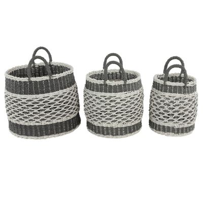 Image showing  Large Round Lattice Design Plastic Rope Storage Baskets, 3 pc.