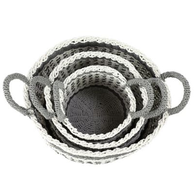 Image showing  Large Round Lattice Design Plastic Rope Storage Baskets, 3 pc.