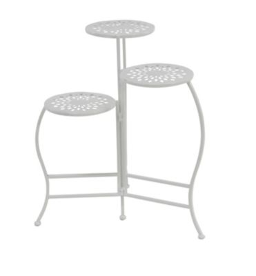Image showing  3-Tier Metal Indoor/Outdoor Floral Plant Stand, 19 in. x 14 in. x 24 in., White