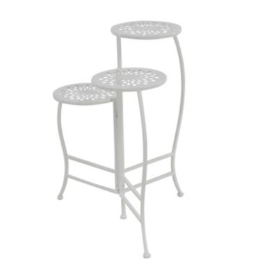 Image showing  3-Tier Metal Indoor/Outdoor Floral Plant Stand, 19 in. x 14 in. x 24 in., White