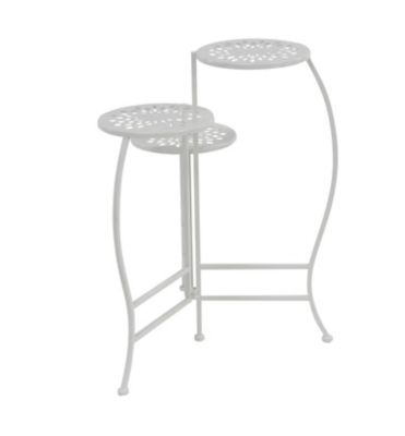 Image showing  3-Tier Metal Indoor/Outdoor Floral Plant Stand, 19 in. x 14 in. x 24 in., White