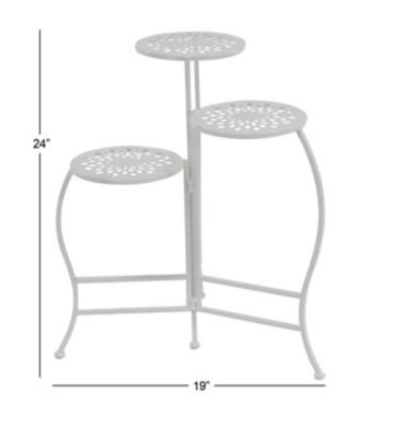 Image showing  3-Tier Metal Indoor/Outdoor Floral Plant Stand, 19 in. x 14 in. x 24 in., White