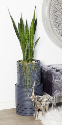 Harper & Willow Blue Metal Contemporary Planter, Set of 2 13