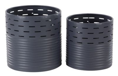 Image showing  Blue Metal Contemporary Planter, Set of 2 13" x 13" x 13"