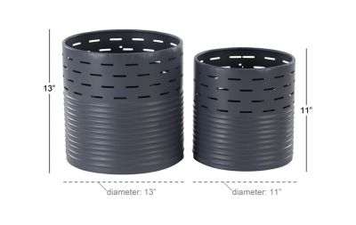 Image showing  Blue Metal Contemporary Planter, Set of 2 13" x 13" x 13"