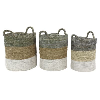 Image showing  Large Round Seagrass Baskets, 16 in., 14 in., 12 in., 3 pc.
