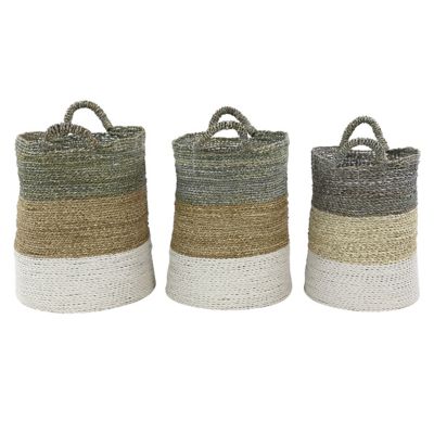 Image showing  Large Round Seagrass Baskets, 16 in., 14 in., 12 in., 3 pc.
