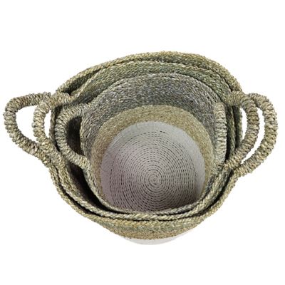 Image showing  Large Round Seagrass Baskets, 16 in., 14 in., 12 in., 3 pc.