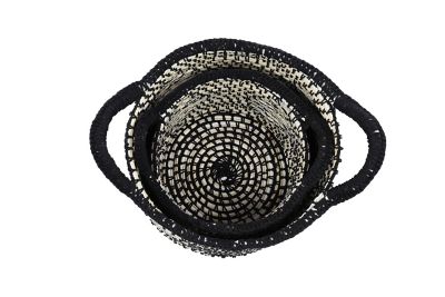 Image showing  Large Round Cotton Rope Storage Baskets with Diamond Design & Decorative Tassels, 2 pc.