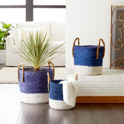Harper & Willow Large Round Seagrass Baskets, 17 in. x 15 in., 15 in. x 13 in., 13 in. x 11 in., 4 in. Handles, 3 pc.