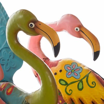 Image showing  Metal Flamingo Decorative Garden Statues, 18 in. x 32 in., 17 in. x 28 in., Multicolor, 2 pc.