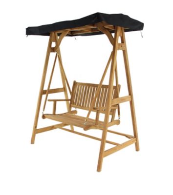Image showing  Teak Traditional Outdoor Swing, 77 in. x 60 in. x 40 in., Brown