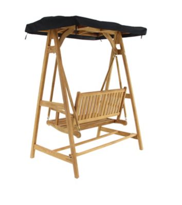 Image showing  Teak Traditional Outdoor Swing, 77 in. x 60 in. x 40 in., Brown