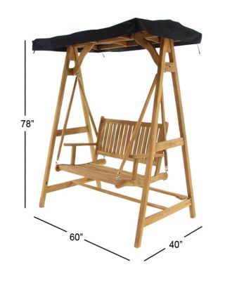 Image showing 5 th Harper & Willow Teak Traditional Outdoor Swing, 77 in. x 60 in. x 40 in., Brown