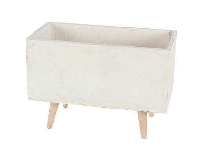 Image showing  White Fiberclay Indoor Outdoor Planter with Wood Legs Set of 2 21", 17"W