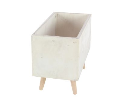 Image showing  White Fiberclay Indoor Outdoor Planter with Wood Legs Set of 2 21", 17"W