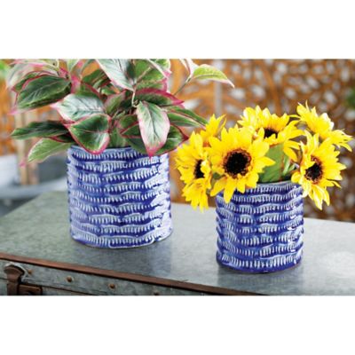Harper & Willow Porcelain Decorative Planter Set, 9 in., 7 in., 6 in., Blue, 3-Pack