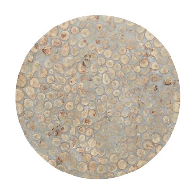 Image showing  Gray Wood Handmade Distressed Accent Table with Wood Chip Inspired Tabletop, 18 in. x 18 in. x 21 in.