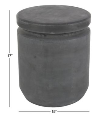 Image showing  15 in. x 17 in. Contemporary Spool Pin-Shaped Fiber Clay Foot Stool, Black, 46464