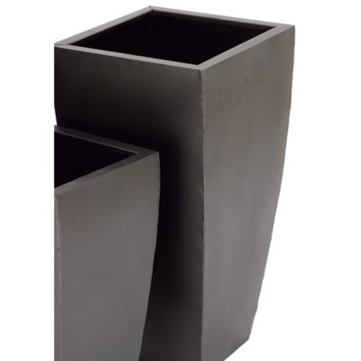 Image showing  Dark Gray Metal Indoor Outdoor Planter with Tapered Base Set of 3 20", 25", 30"H