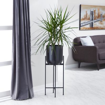 Harper & Willow Black Metal Indoor Outdoor Tall Planter with Removable Stand 12 in. x 12 in. x 36 in.