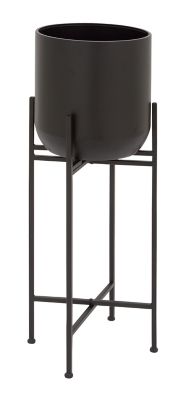 Image showing  Black Metal Indoor Outdoor Tall Planter with Removable Stand 12 in. x 12 in. x 36 in.