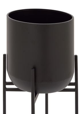 Image showing  Black Metal Indoor Outdoor Tall Planter with Removable Stand 12 in. x 12 in. x 36 in.
