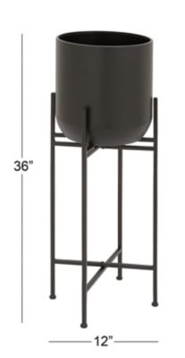 Image showing  Black Metal Indoor Outdoor Tall Planter with Removable Stand 12 in. x 12 in. x 36 in.