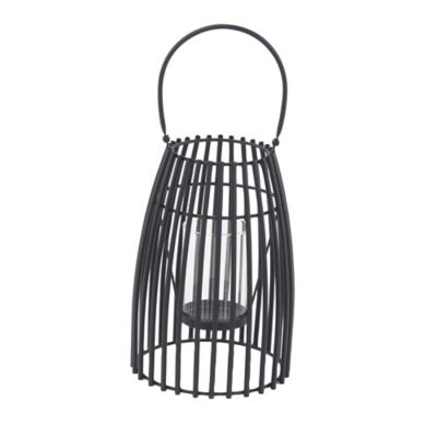 Image showing  Black Metal Decorative Candle Lantern with Handle 8" x 8" x 12", 86925