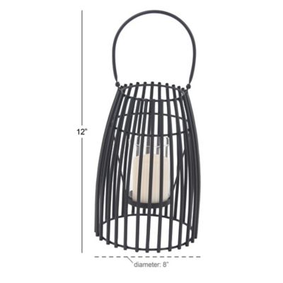 Image showing  Black Metal Decorative Candle Lantern with Handle 8" x 8" x 12", 86925