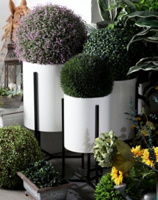 Harper & Willow Iron Modern Drum Decorative Planters with Stands, 3-Pack