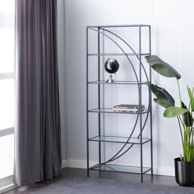 Harper & Willow Black Metal 6 Shelves Shelving Unit 28" x 14" x 70"