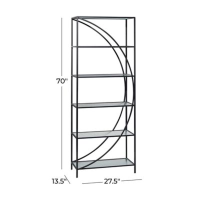 Image showing  Black Metal 6 Shelves Shelving Unit 28" x 14" x 70"