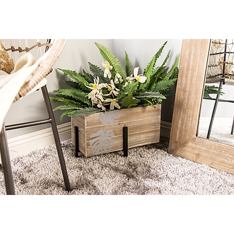 Harper & Willow Brown Wood Contemporary Planters, Set of 3, 19 in. x 24 in. x 12 in.