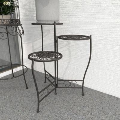 Harper & Willow Brown Metal Indoor Outdoor 3 Tier Floral Plantstand 24" x 18" x 18"