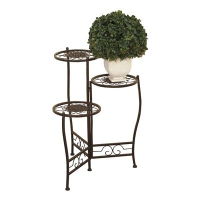 Image showing  Brown Metal Indoor Outdoor 3 Tier Floral Plantstand 24" x 18" x 18"