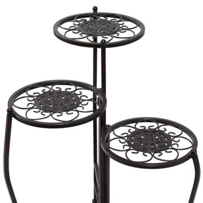 Image showing 6 th Harper & Willow Brown Metal Indoor Outdoor 3 Tier Floral Plantstand 24" x 18" x 18"