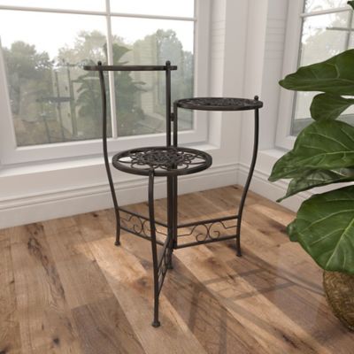 Image showing 8 th Harper & Willow Brown Metal Indoor Outdoor 3 Tier Floral Plantstand 24" x 18" x 18"